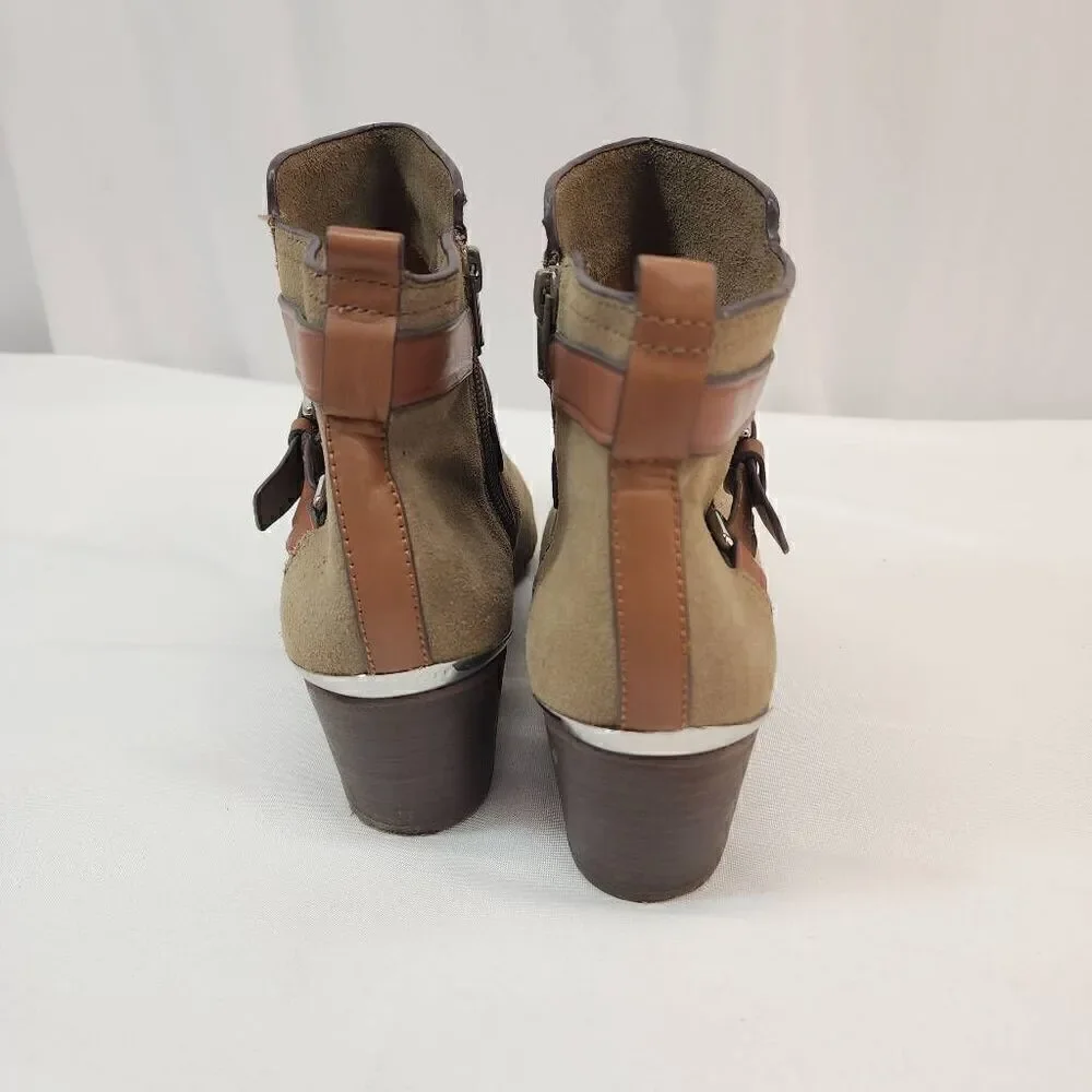 COACH Size 9.5 Pauline Women's Leather Signature Fashion Ankle Bootie Brown B